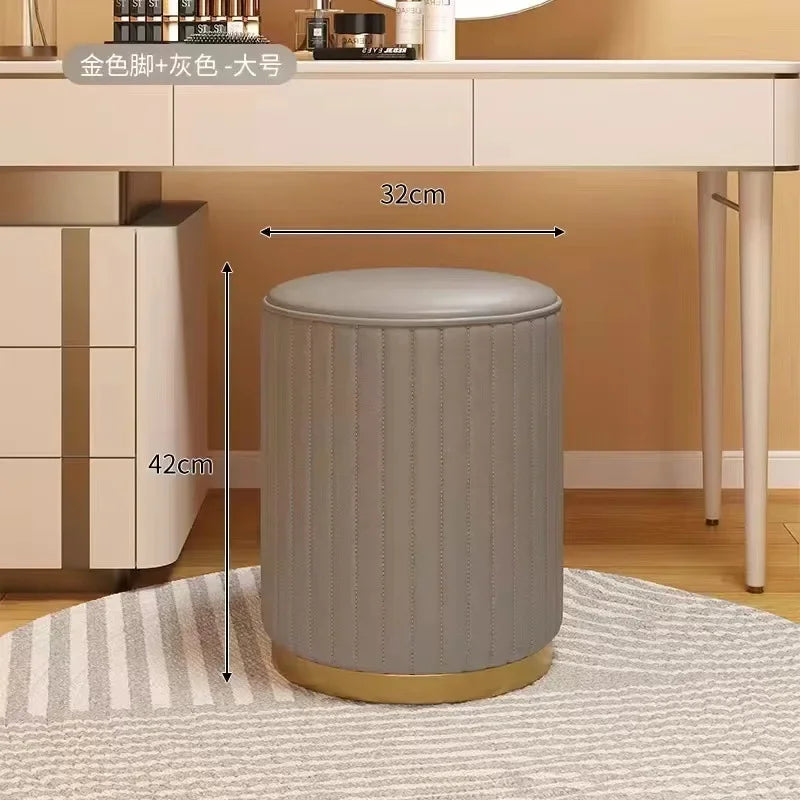 Round Storage Ottoman Stool - Cushioned Metal-Framed Vanity Seat with Hidden Storage for Bedroom Dressing Table, Everstock