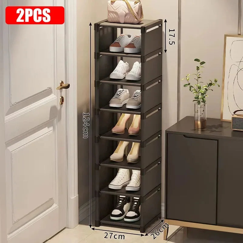 Stackable Shoe Rack Organizer - Non-Woven Fabric Shoe Storage with Steel Frame for Closet and Under-Bed, Everstock