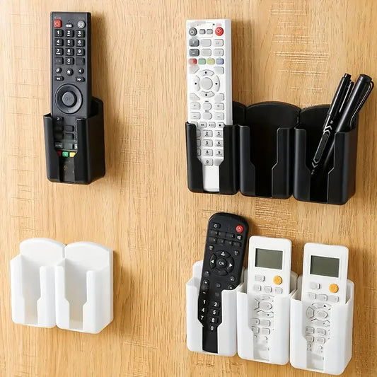 Wall-Mounted Remote Control Holder, 3 Pack - No-Drill Plastic Storage Box for TV and Air Conditioner Remotes, Everstock