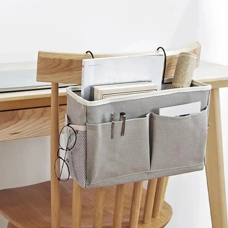 Bedside Hanging Storage Basket - Woven Cotton Bed Rail Caddy for Books, Phones and Bunk Beds, Everstock