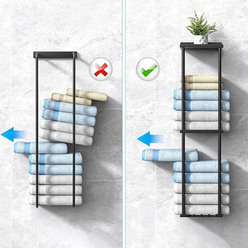 Metal 3-Tier Wall Shelf - Multifunctional Towel Holder Rack for Bathroom Organization, Everstock