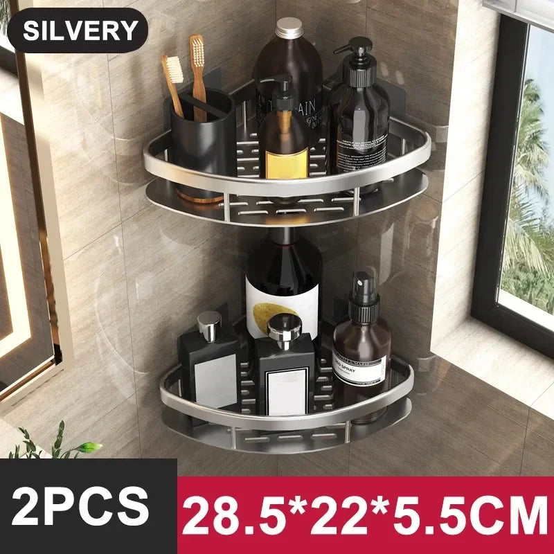 Aluminum Alloy No-Drill Shower Shelf - Shampoo Rack Organizer for Bathroom & Kitchen, Everstock
