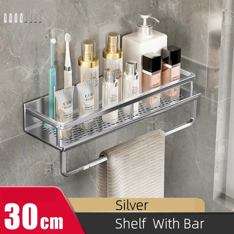 Aluminum Shower Shelf Organizer - Silver Shampoo Storage Rack, 30-50cm, Everstock