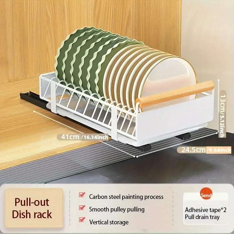 Pull-Out Cabinet Drawer Organizer - Carbon Steel Sliding Rack for Plates, Bowls & Spices, Kitchen Storage, Everstock