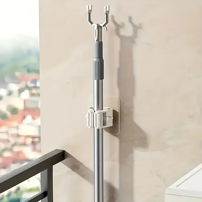 Traceless Wall Hanging Hook Rack - Waterproof Mop & Broom Organizer for Bathroom Storage, Everstock