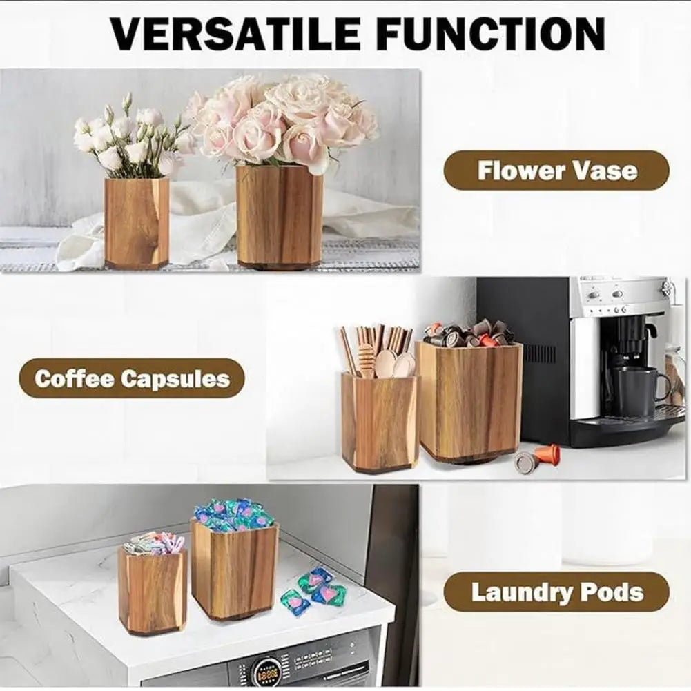 Rotating Utensil Holder - 360-Degree Wooden Countertop Organizer for Spatulas, Spoons & Ladles, Everstock