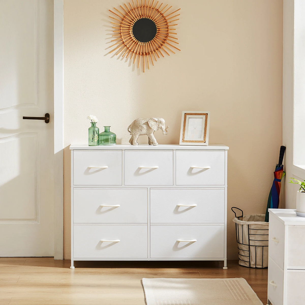 7-Drawer Fabric Dresser - Wood Top Chest of Drawers with Metal Frame for Living Room, Bedroom & Entryway Storage, Everstock