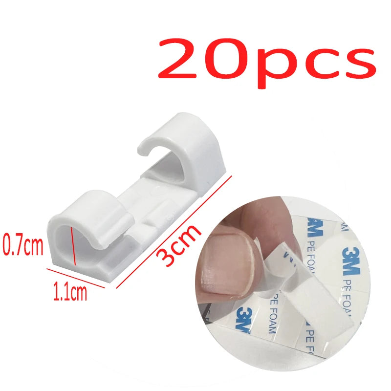 Cable Clips Set - Acrylic and ABS Resin Cord Holders in Two Sizes for Desk, Wall, Tile and Glass, Everstock