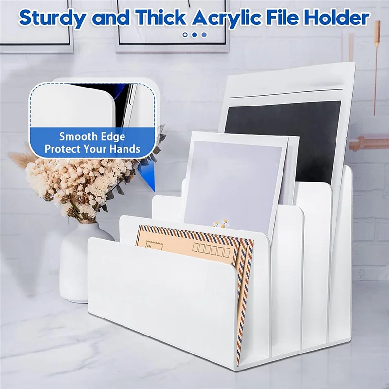 4-Section Desktop File Organizer - Folder Sorter for Mail, Stationery and Electronics, 22.7 x 17.7 x 17.7 cm, Everstock