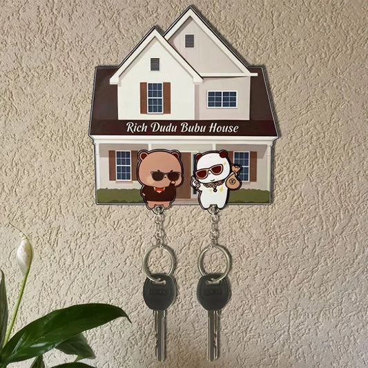 Cartoon Wall Key Hook Rack - Plastic Key Organizer for Entryway Walls, Doors and Fridge Panels, Everstock