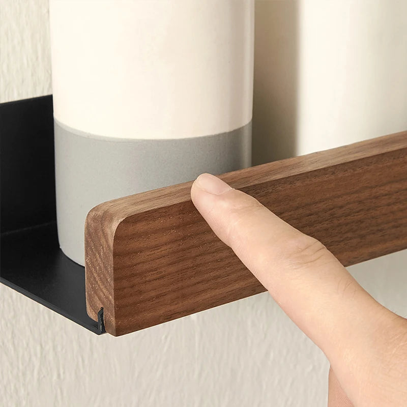 Solid Wood Corner Shelf - No-Drill Wall Mounted Shower Storage Rack for Bathroom, Everstock