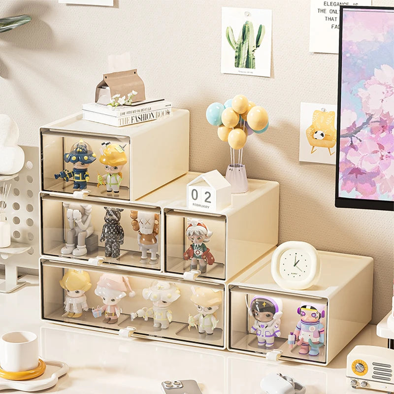 Desk Organizer with Drawers - Stackable HIPS Display Case for Collectibles, Stationery & Small Parts, Everstock