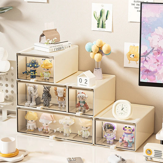 Desk Organizer with Drawers - Stackable HIPS Display Case for Collectibles, Stationery & Small Parts, Everstock