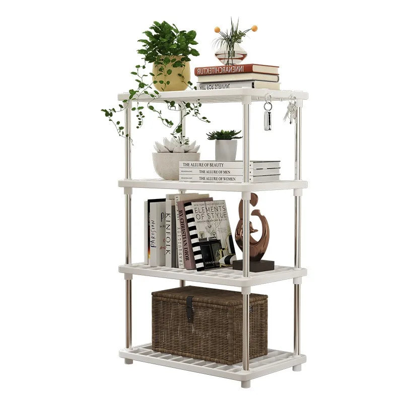 Multi-Tier Storage Rack - Free-Standing Plastic Shelf Unit with Open Tiers for Bathroom, Kitchen & Bedroom, Everstock
