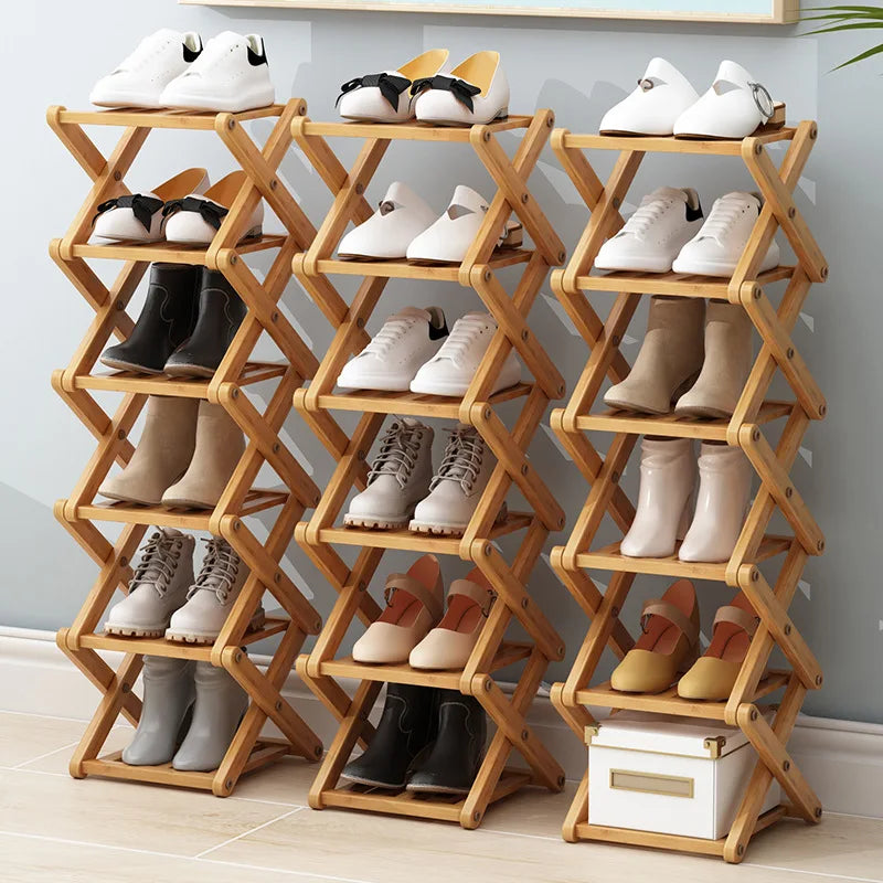 Installation-Free Bamboo Shoe Rack - Multi-Tier Wooden Shoe Shelf for Living Room, Hallway and Bedroom, Everstock