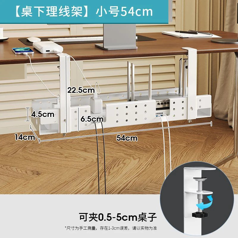 Metal Under-Desk Cable Tray - Clamp-On No-Drill Cord Organizer for Power Strips and Desk Accessories, Everstock