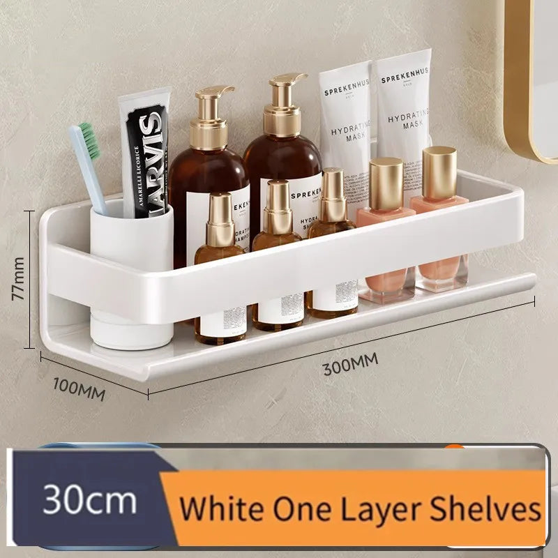 No-Drill Bathroom Shelf - Wall Mount Makeup & Shampoo Storage Rack for Kitchen & Bathroom, Everstock
