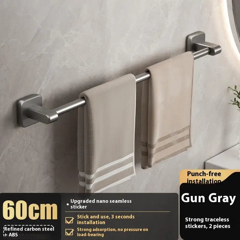Two-Tier Towel Rack - Wall-Mounted Punch-Free Storage Shelf & Holder Bar for Bathroom, Everstock