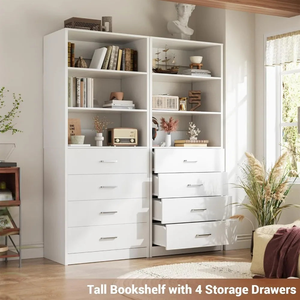 Closet Drawer Organizer Unit - White Wood Storage System, 21.3 Inch Depth, for Wardrobe Shelves & Folded Clothes, Everstock