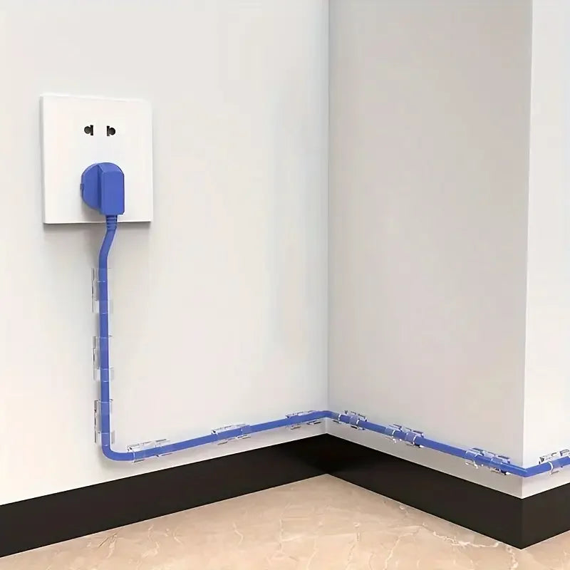 Clear Cable Clips - Transparent Adhesive Cord Holders for Wall, Desk and Skirting Cable Management, Everstock