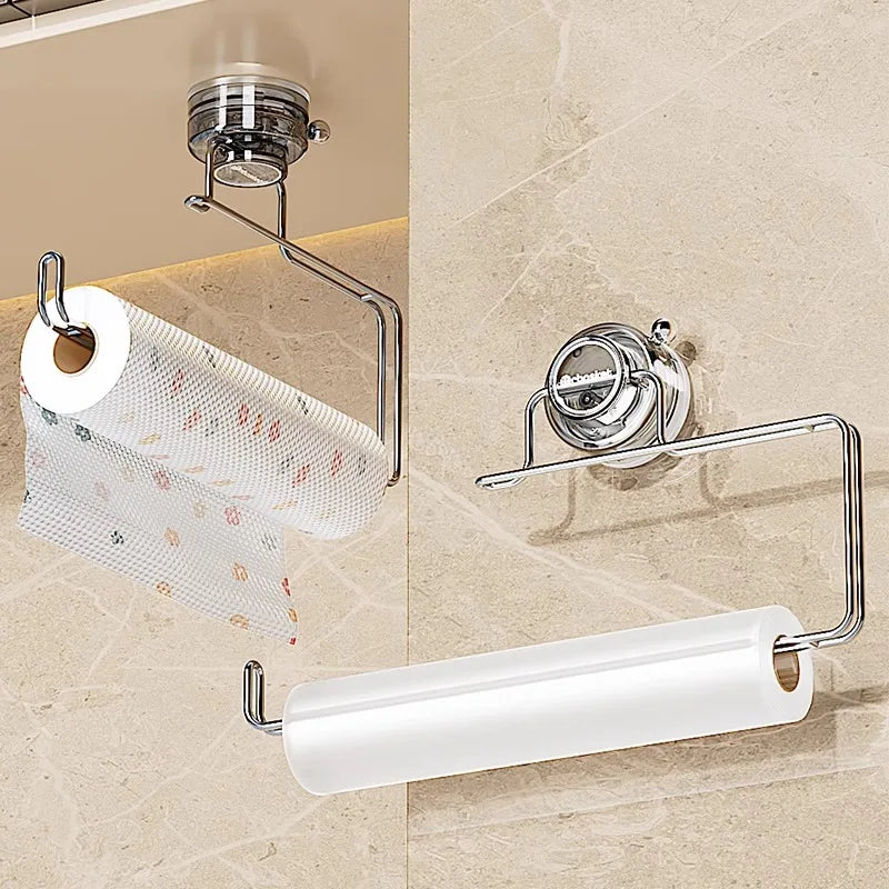 Suction Cup Storage Rack - No-Drill Wall-Mounted Tissue Holder for Bathroom & Kitchen, Everstock