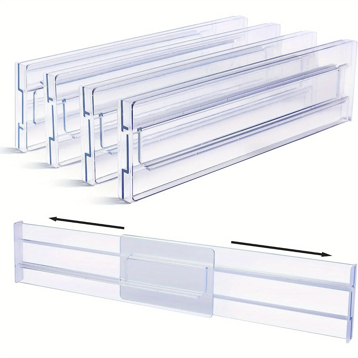 Expandable Drawer Separators - Adjustable Clear Dividers for Clothing, Utensils & Dresser Drawers, Everstock