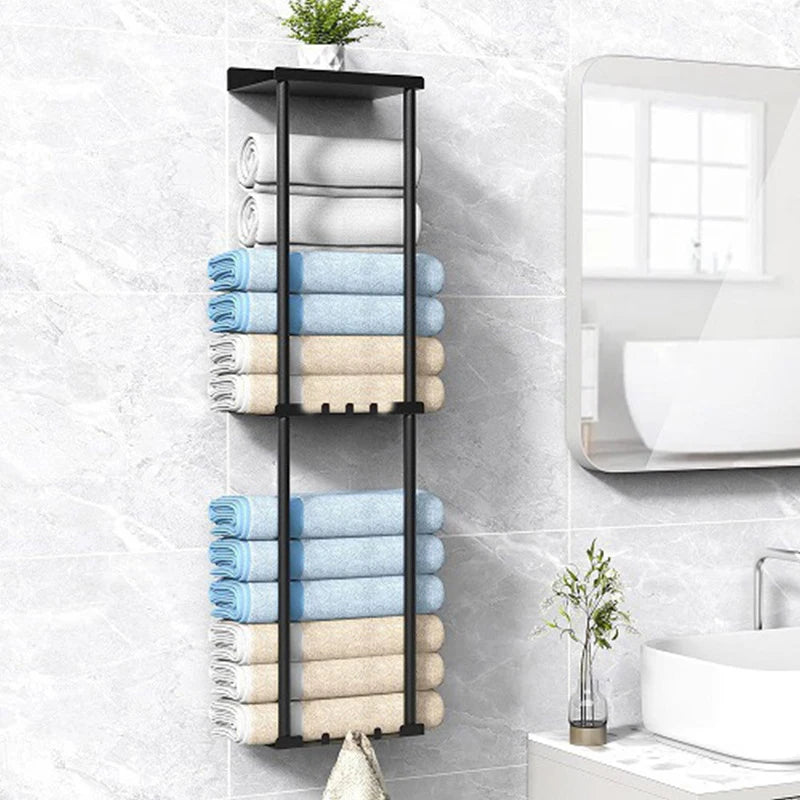 Metal 3-Tier Wall Shelf - Multifunctional Towel Holder Rack for Bathroom Organization, Everstock