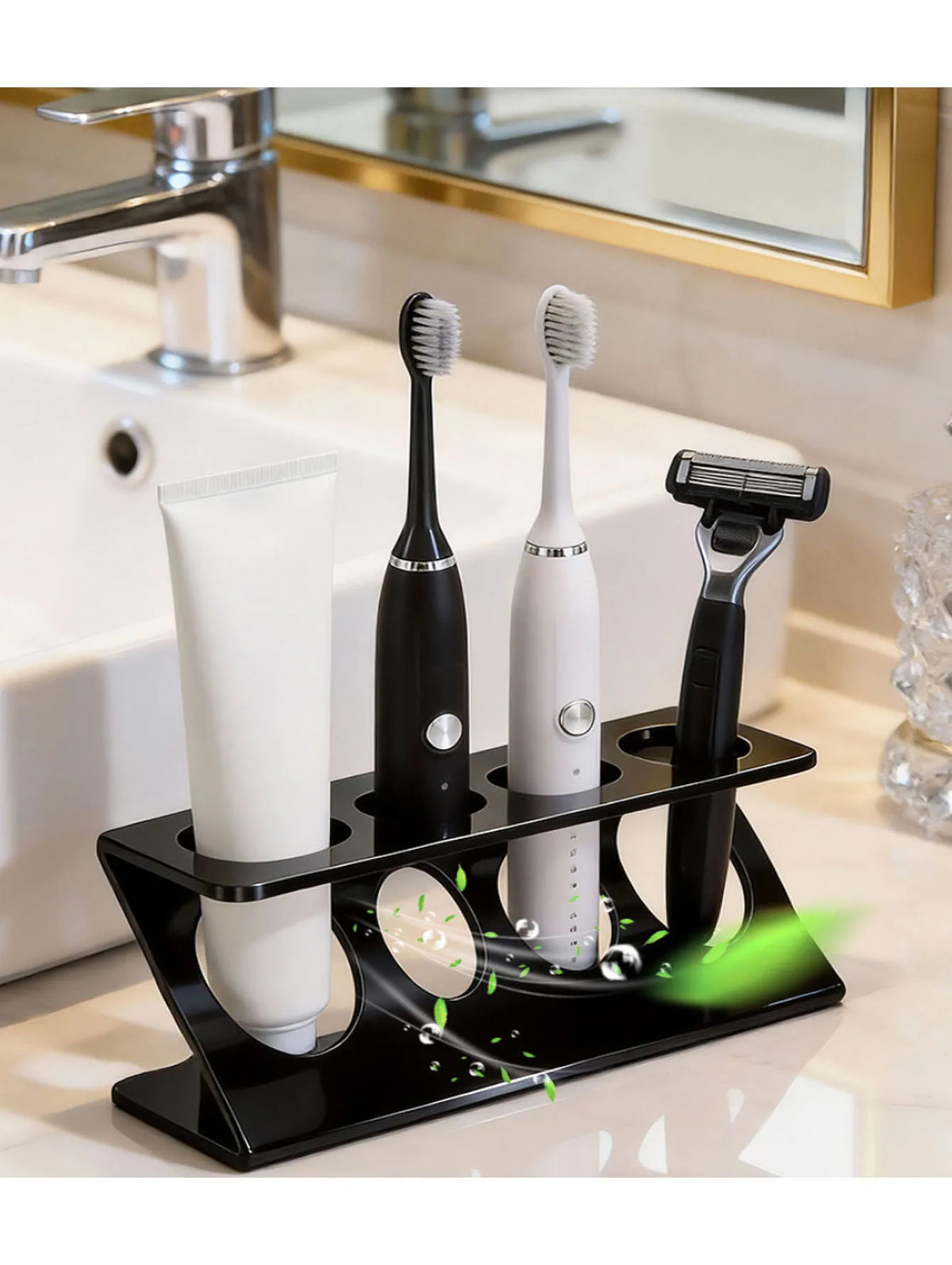 Multifunctional Toothbrush Holder Rack - Desktop Drain Organizer for Bathroom, Everstock