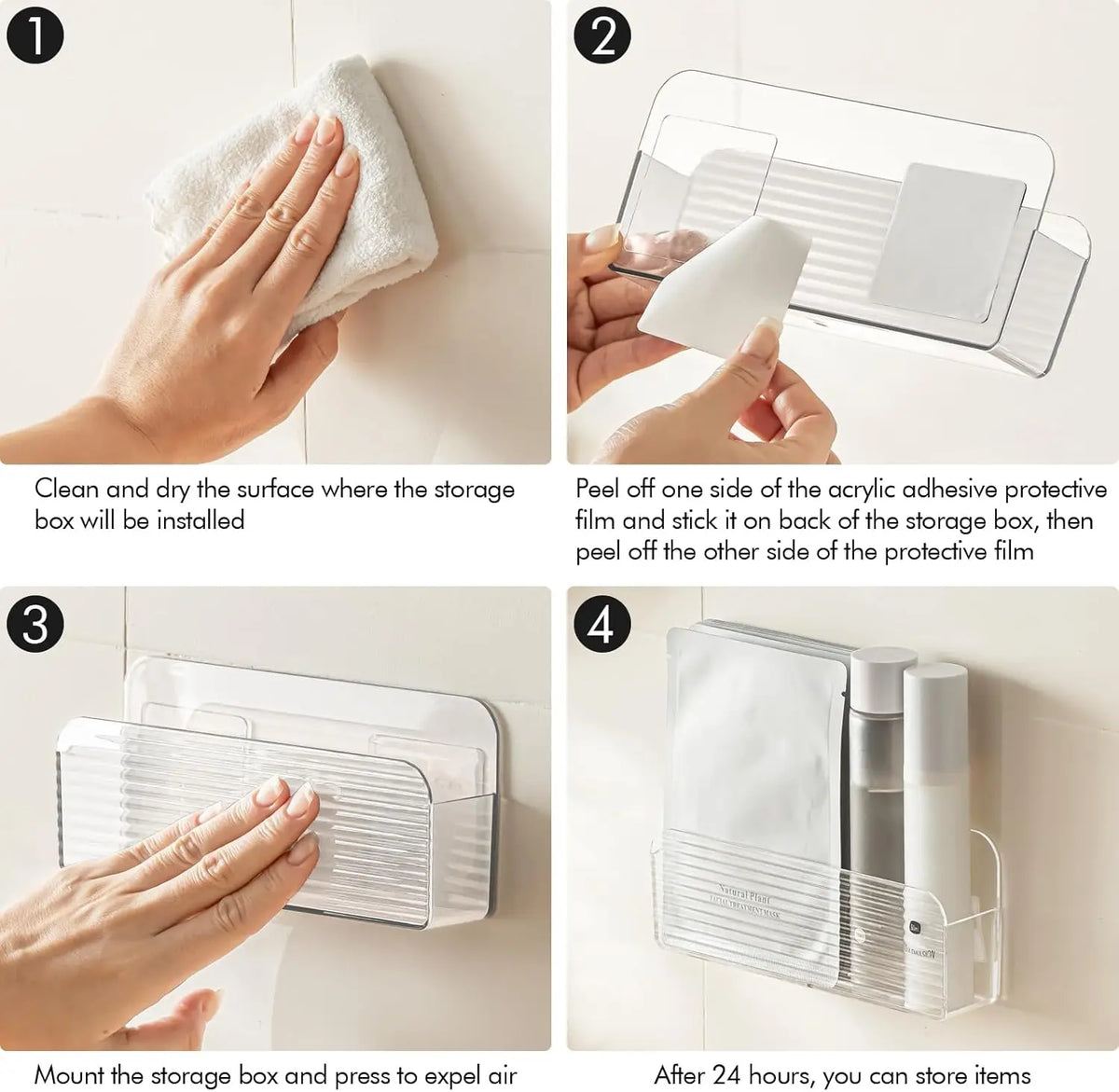 Adhesive Cabinet Door Organizer - Clear Slim Wall Mounted Storage Tray for Bathroom & Medicine Cabinets, Everstock