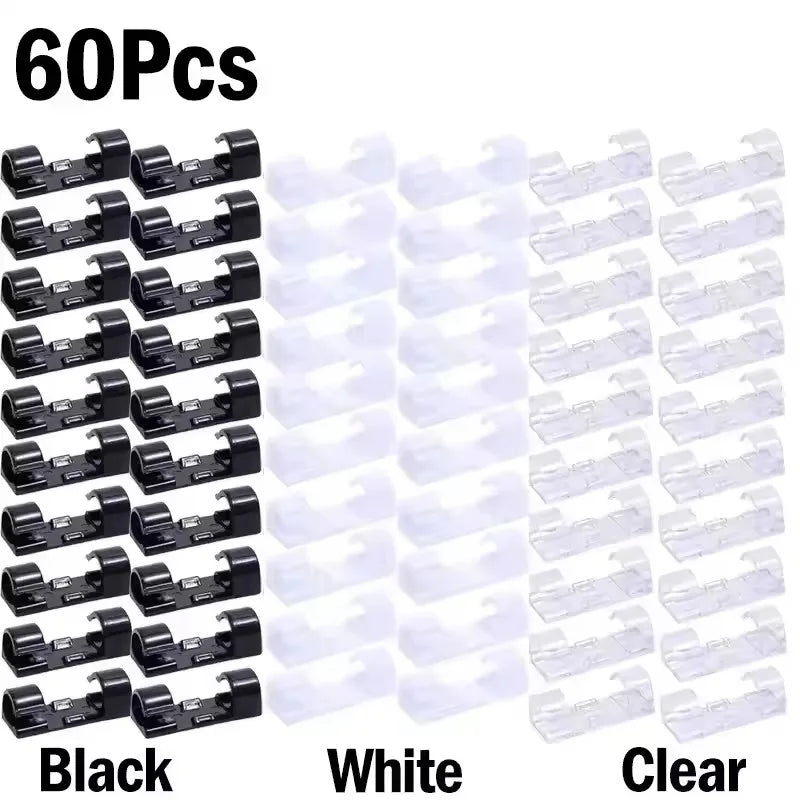 Self-Adhesive Cable Clips - ABS Cord Holders in 20-Piece and 16-Piece Sets for Desk, Home and Car, Everstock