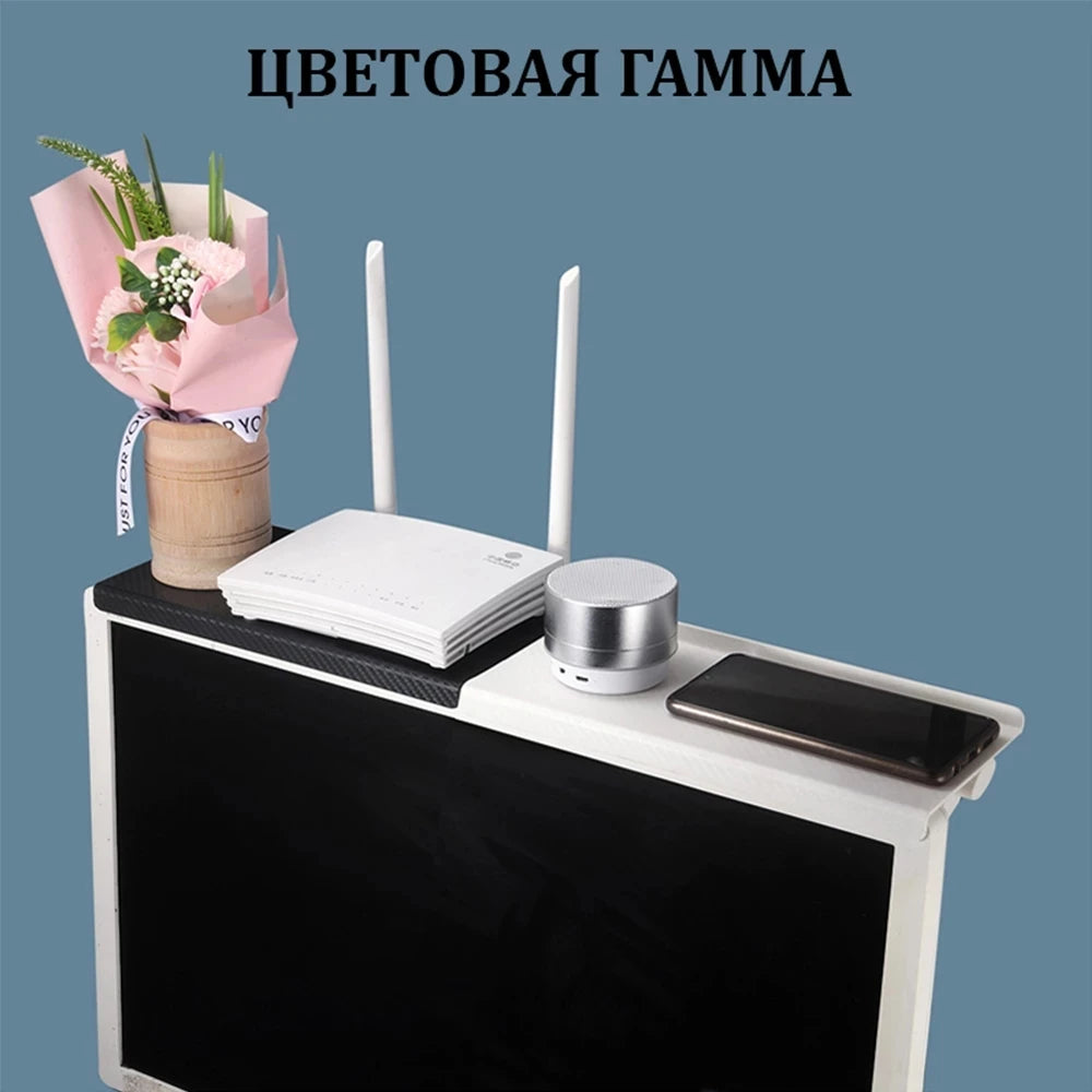 TV & Monitor Top Storage Shelf - Adjustable Rack for Router, Remote & Desktop Display Setups, Everstock