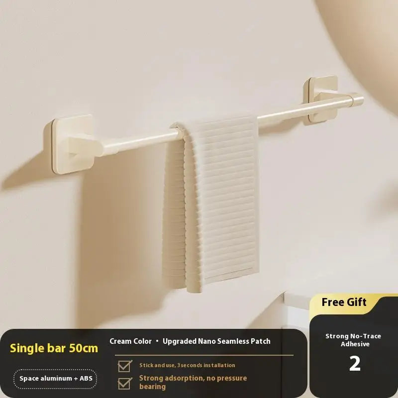 Two-Tier Towel Rack - Wall-Mounted Punch-Free Storage Shelf & Holder Bar for Bathroom, Everstock