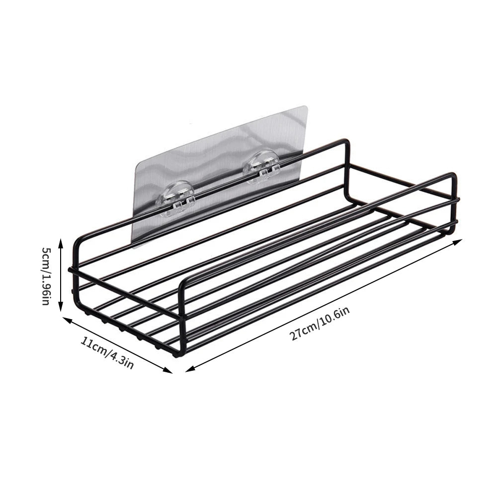 Black Iron Corner Shower Caddy - Punch-Free Mounted Storage Rack for Bathroom & Kitchen, Everstock