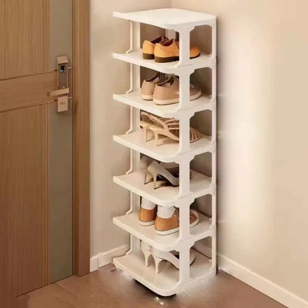 Removable Vertical Shoe Rack - Stackable 2 to 8 Layer Plastic Shoe Organizer with Open Shelves, Everstock