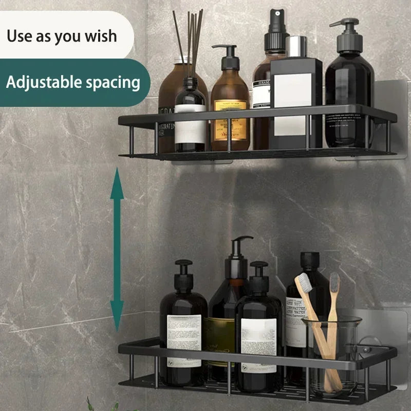 Aluminum Alloy No-Drill Shower Shelf - Shampoo Rack Organizer for Bathroom & Kitchen, Everstock