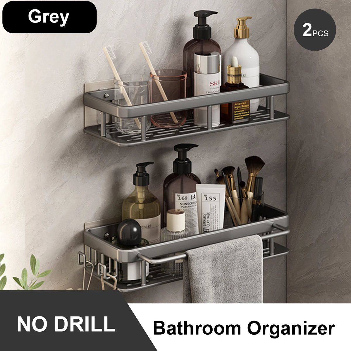 Stainless Steel Shower Rack - Anti-Rust Suction Cup Storage Organizer for Bathroom, Everstock