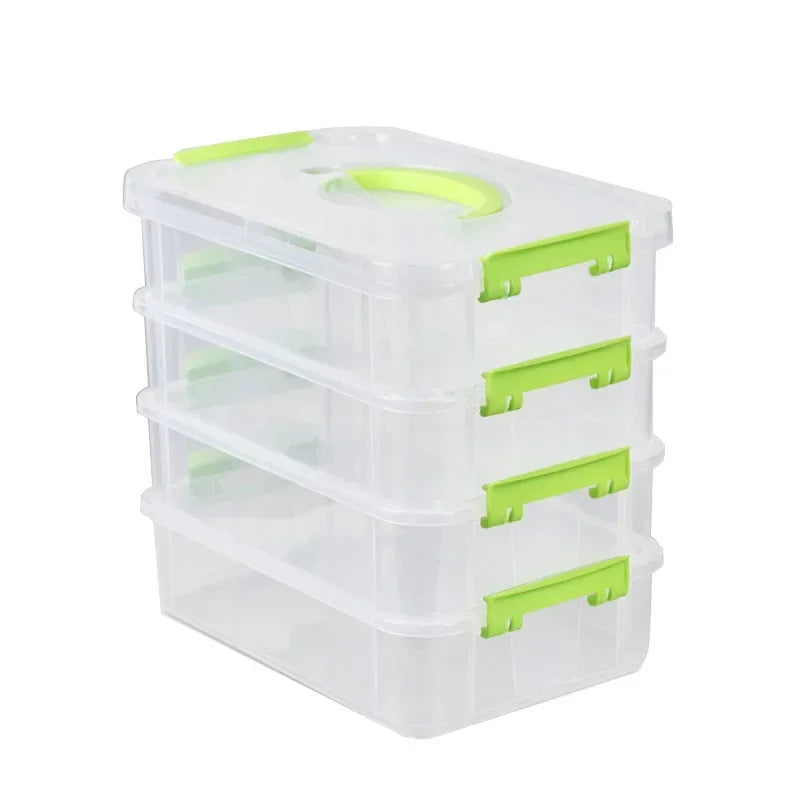 Building Block Storage Drawer Box - Clear Stackable Plastic Grid Organizer for Toys & Small Parts, Everstock