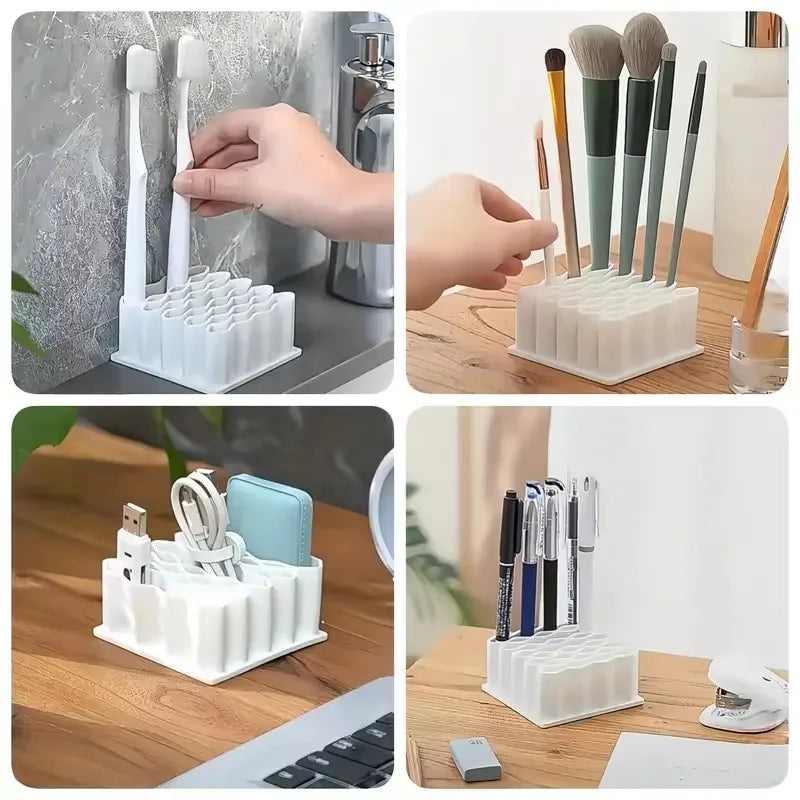 Desk Organizer Pen Holder - Multi-Compartment Stationery Rack for Pens, Tubes and Small Desk Supplies, Everstock