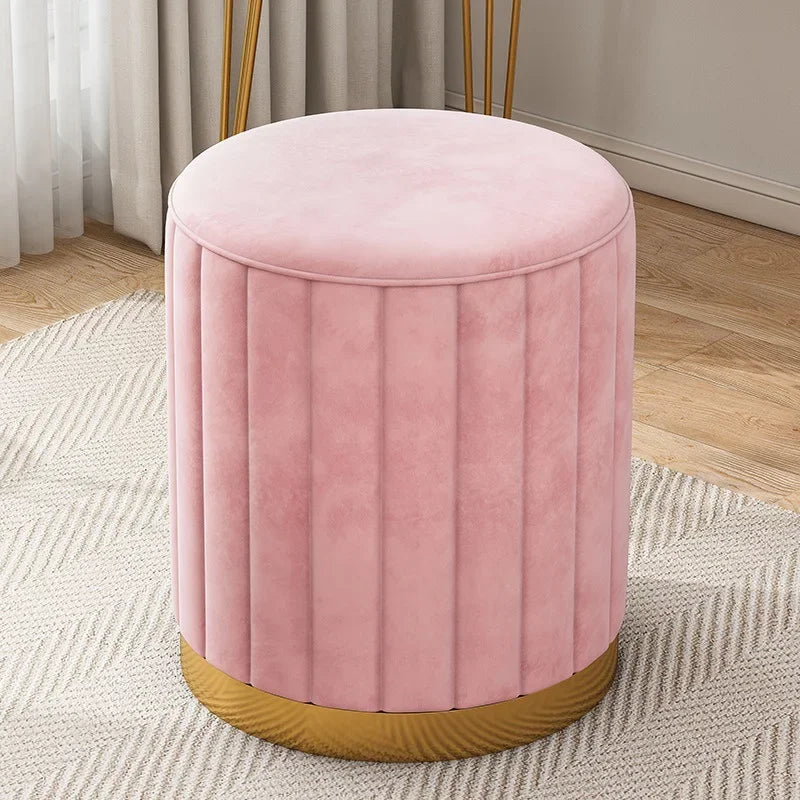 Round Storage Ottoman Stool - Cushioned Metal-Framed Vanity Seat with Hidden Storage for Bedroom Dressing Table, Everstock