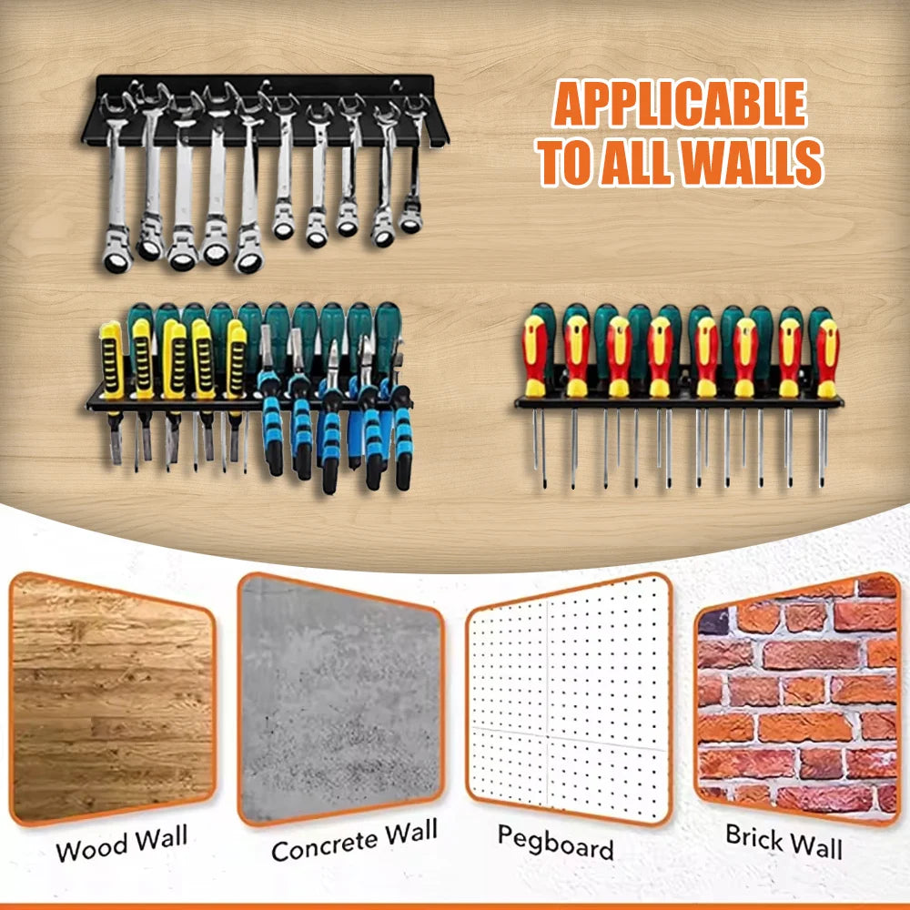 Wall-Mounted Tool Organizer - Screwdriver, Plier & Wrench Hanger for Garage & Workshop, Everstock