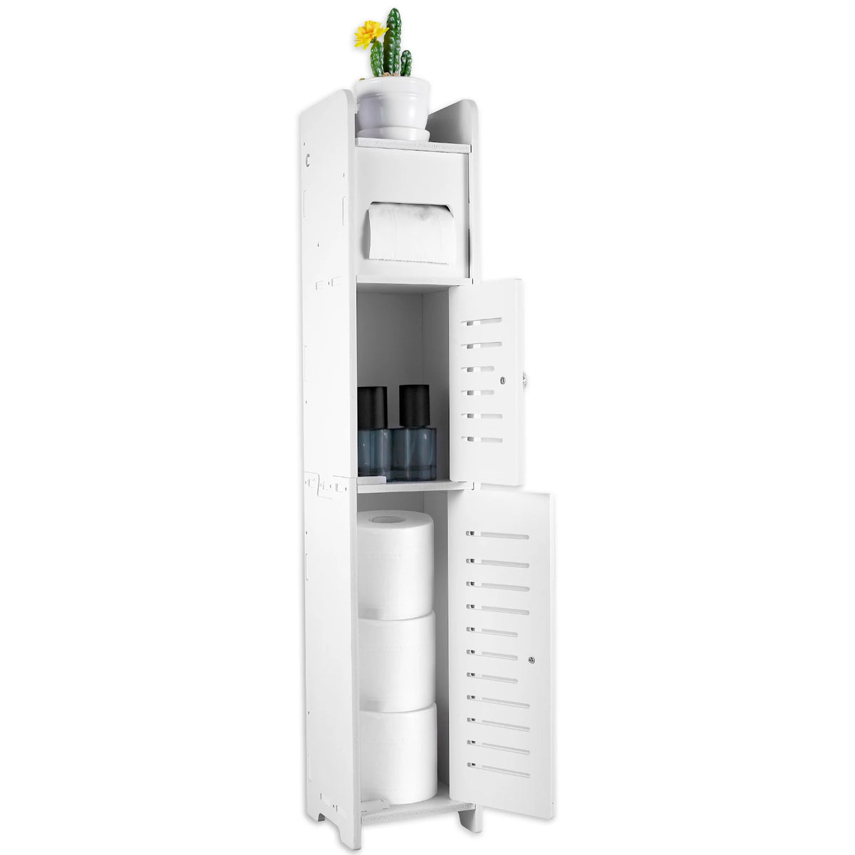 Floor-to-Ceiling Storage Cabinet - Multilayer Toilet Side Shelf, Large Capacity for Small Bathrooms, Everstock