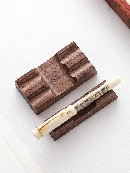 Wooden Pen Holder Stand - Walnut Desk Organizer Rest for Dip Pens, Fountain Pens and Brushes, Home Office, Everstock