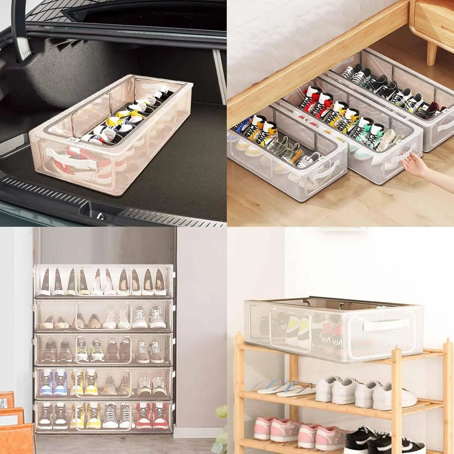 Foldable Shoe & Hat Storage Bins - Stackable Under-Bed Organizer for Closet Clothes Storage, Everstock