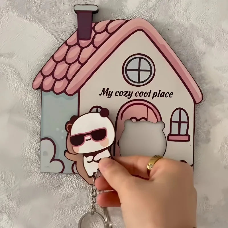 Magnetic Cartoon Key Holder - Panda Character Key Hanger for Fridge Doors, Metal Cabinets and Entryways, Everstock