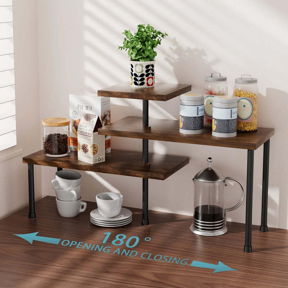 3-Tier Corner Shelf Organizer - Moveable Countertop Rack for Kitchen Spices, Coffee Station & Bathroom, Everstock