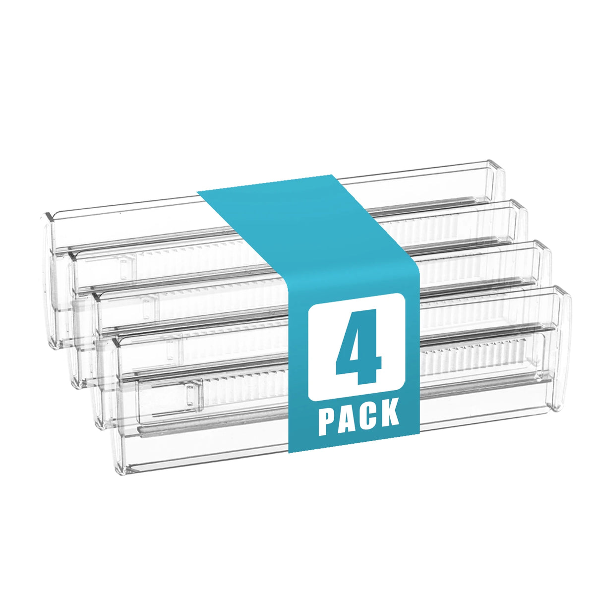Expandable Drawer Dividers 4 Pack - Adjustable Plastic Drawer Organizer for Dresser, Kitchen & Office, Everstock