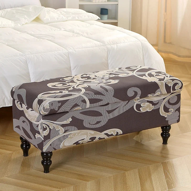 Stretch Storage Ottoman Cover Foldable Bed Footstool Covers Rectangular Bench Stool Furniture Protector Sofa Footrest Slipcovers