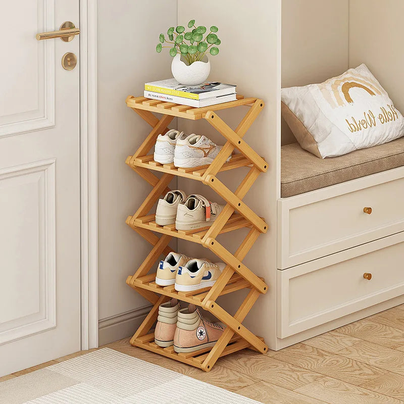 Installation-Free Bamboo Shoe Rack - Multi-Tier Wooden Shoe Shelf for Living Room, Hallway and Bedroom, Everstock