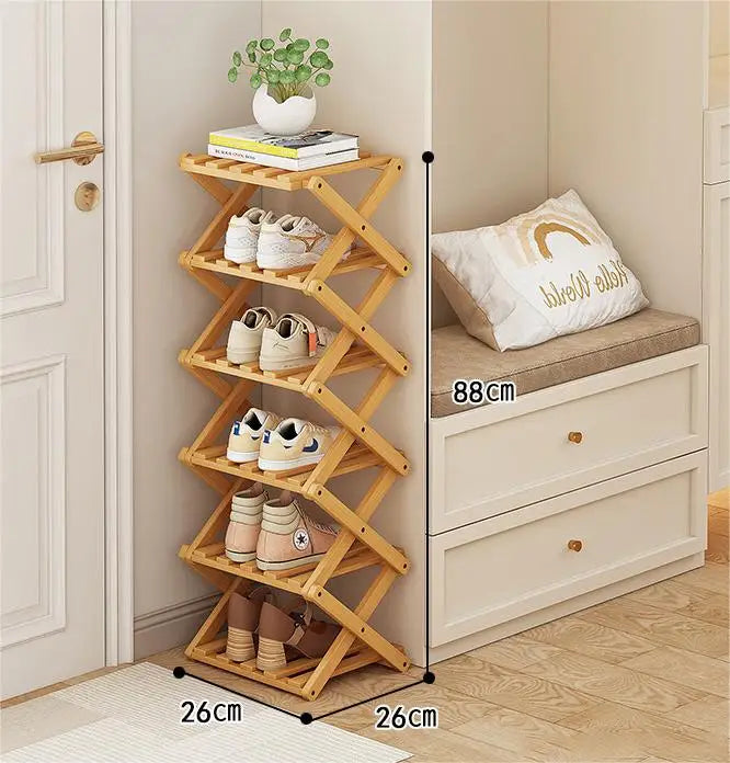 Installation-Free Bamboo Shoe Rack - Multi-Tier Wooden Shoe Shelf for Living Room, Hallway and Bedroom, Everstock