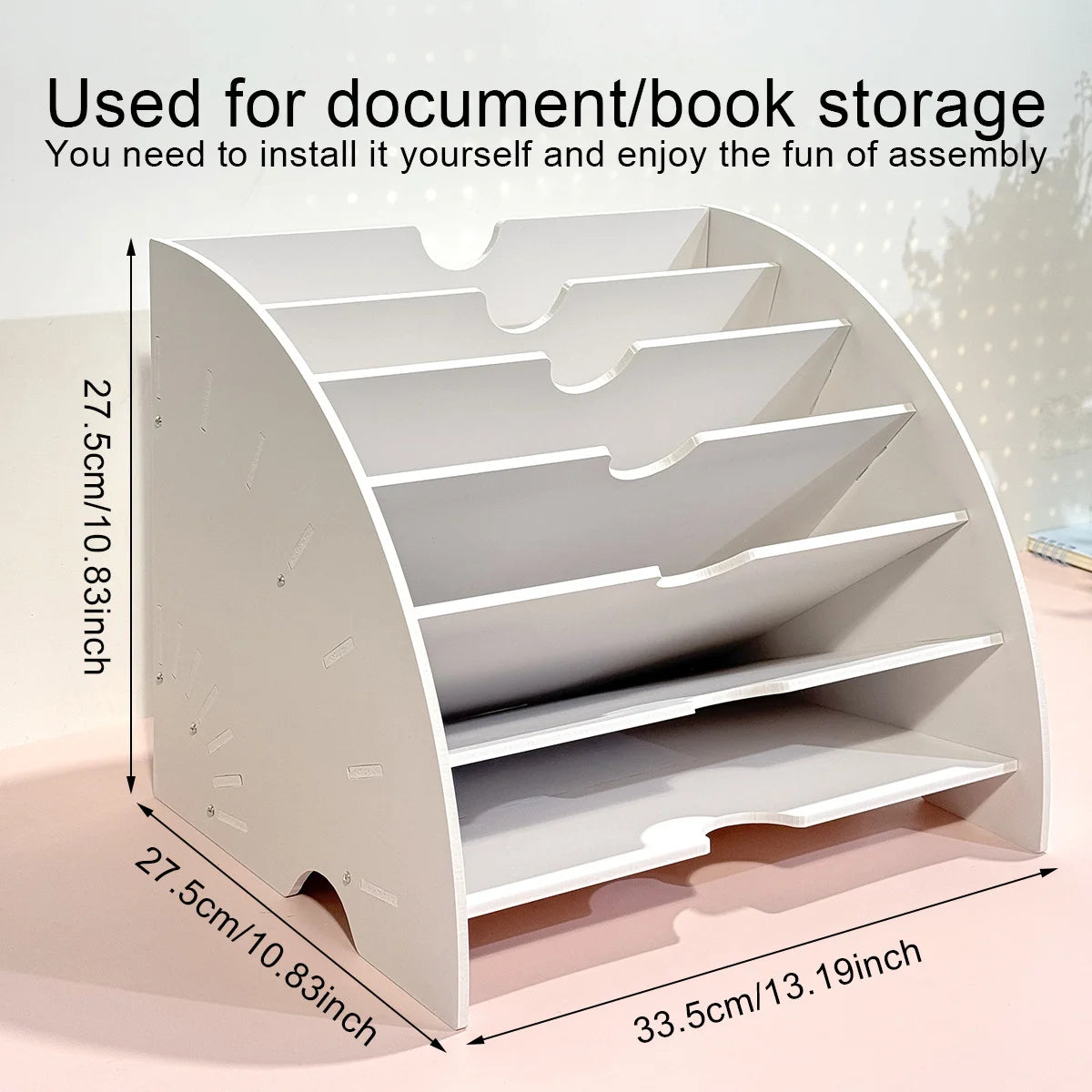 7-Tier Desktop File Organizer - White Vertical Document Sorter for Letters, Folders and Mail, Everstock